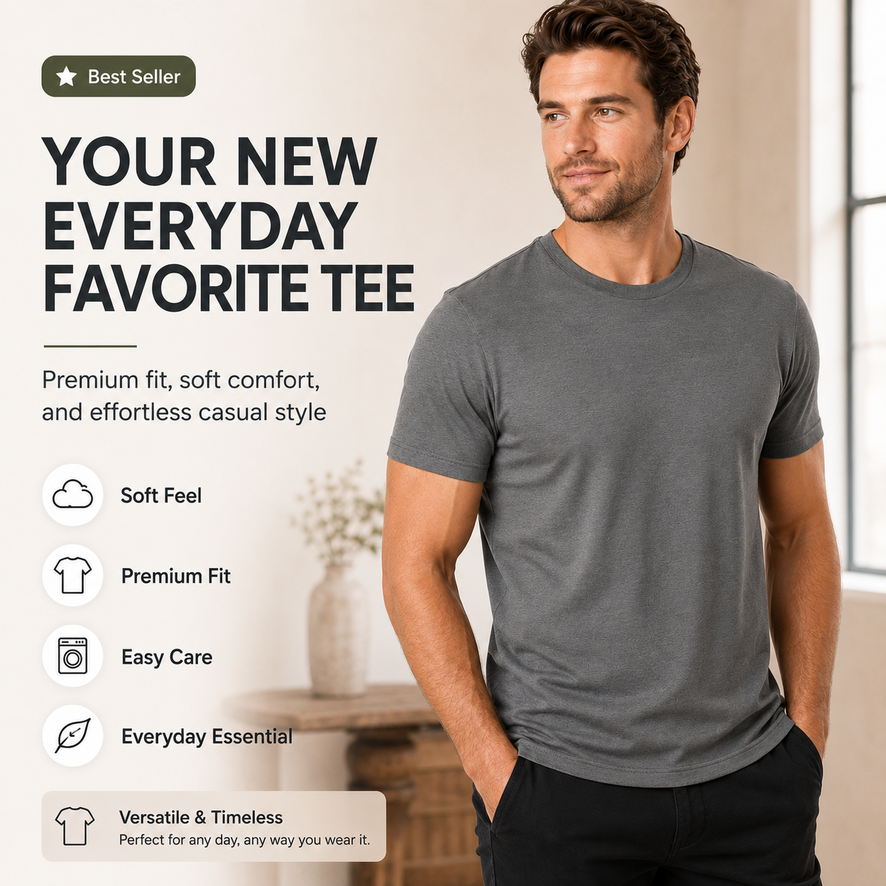 👕 LIMITED-TIME 50% OFF! ✨ Men’s Short Sleeve Crew Neck T-Shirts